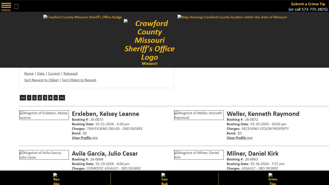 Inmate Roster - Current Inmates Booking Date Descending - Crawford County Sheriff MO